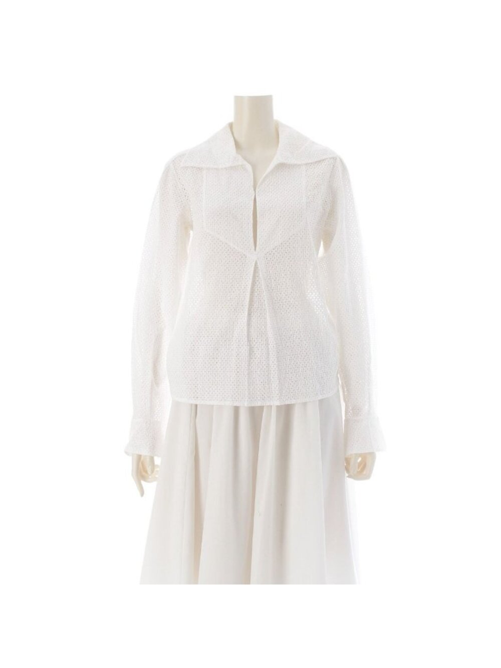 Chanel Cotton Coco Buttons Skipper Long Sleeve Shirt White 34